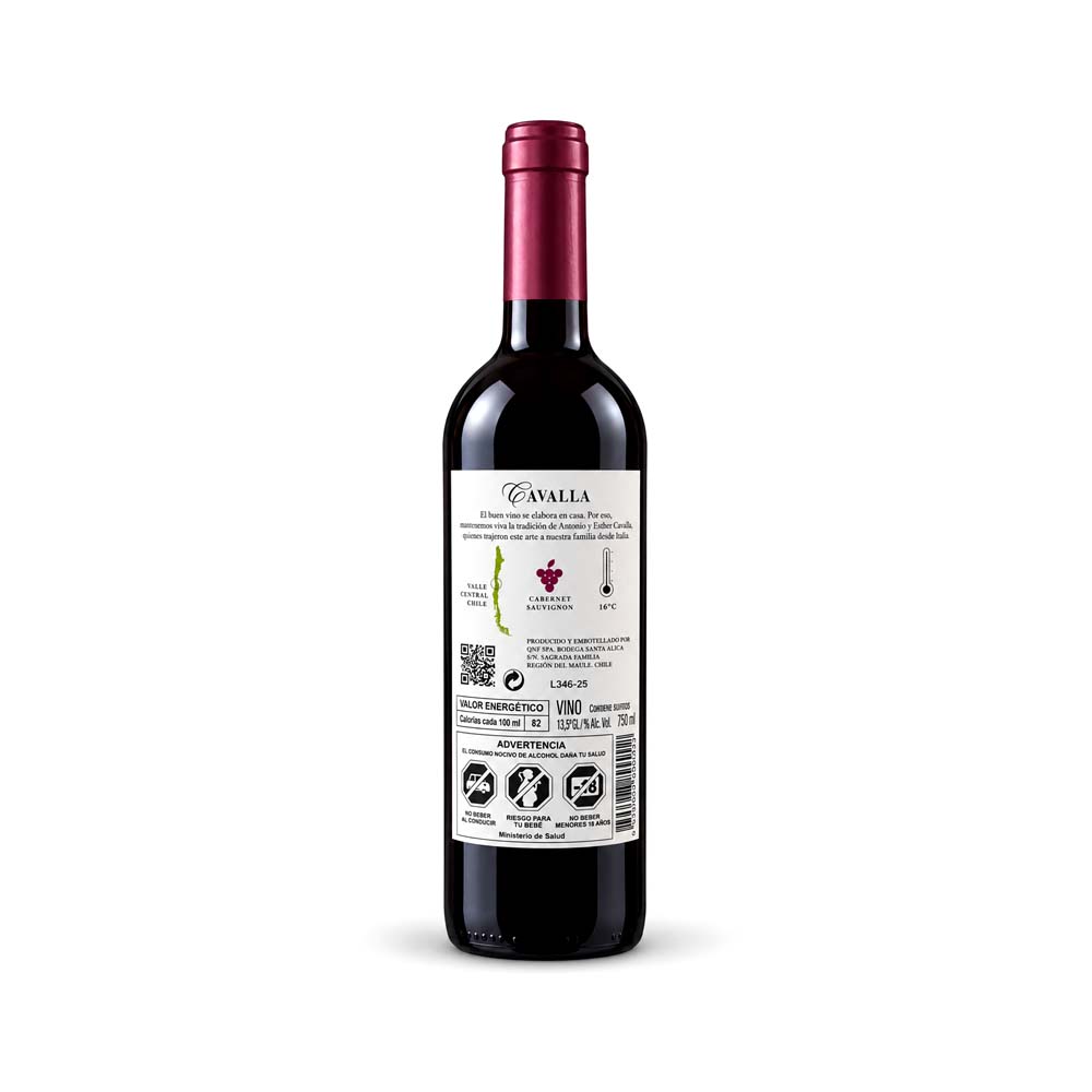 Vino tinto Cabernet Sauvignon Cavalla 2024(750 ml)