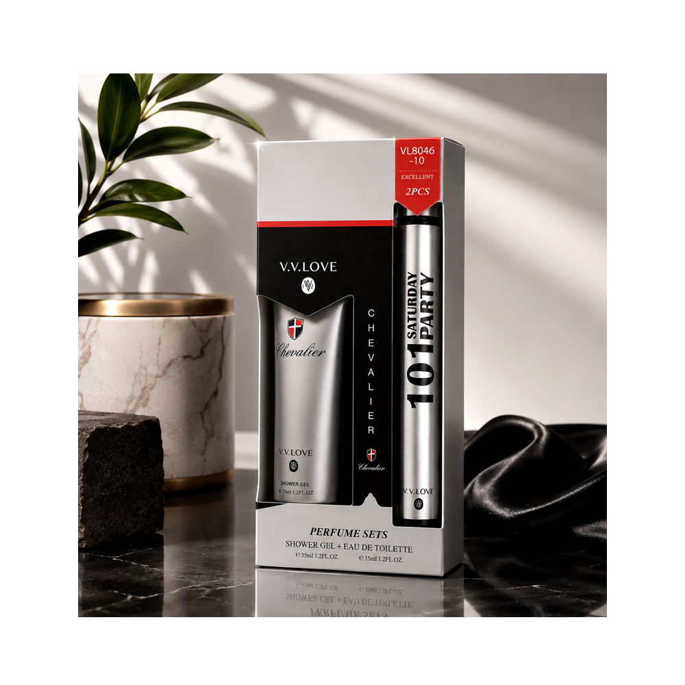 Set Gel de Baño y Perfume Hombre Chevalier Gris (35ml)