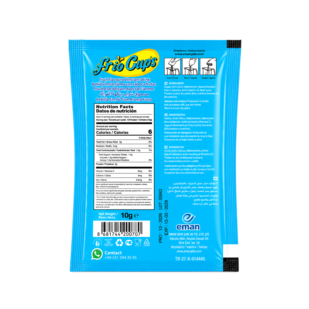 Refresco en polvo Frio Cups Sabor Cóctel (10g)