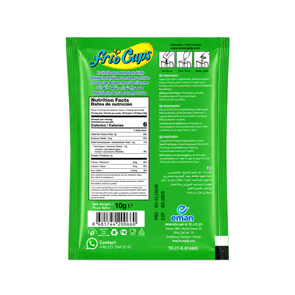 Refresco en polvo Frio Cups Sabor Limon (10g)