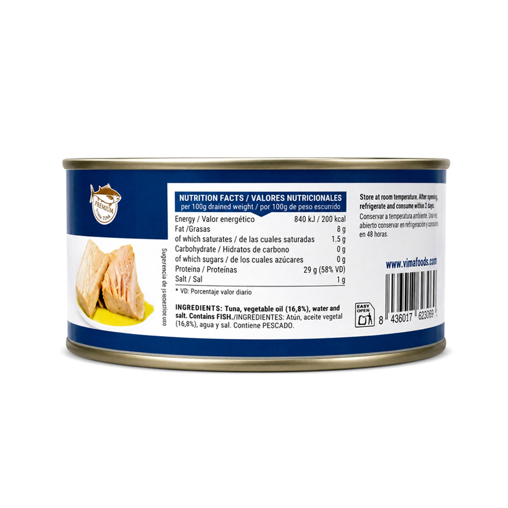 Atún  Premium en  Aceite Vegetal Vima (1000g)