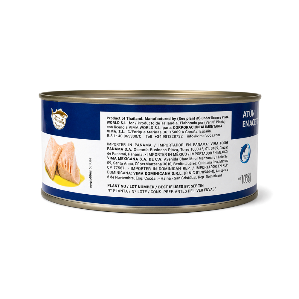 Atún  Premium en  Aceite Vegetal Vima (1000g)