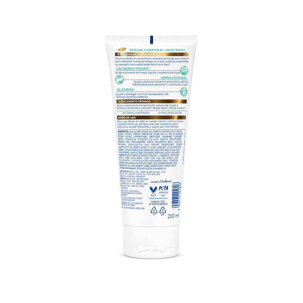 Crema Corporal Dove Pantenol + Dermo Regenerador (200ml)