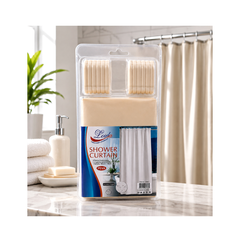 Cortinas de Baño Plásticas Impermeables Color Blanco Hueso (180cmx180cm)