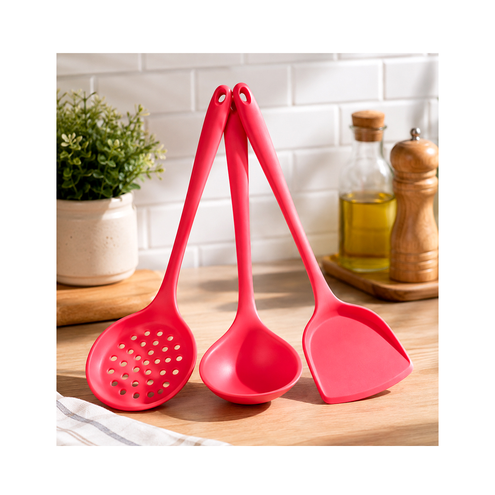 Cucharones de Cocina de Silicona Color Rojo (3uds)