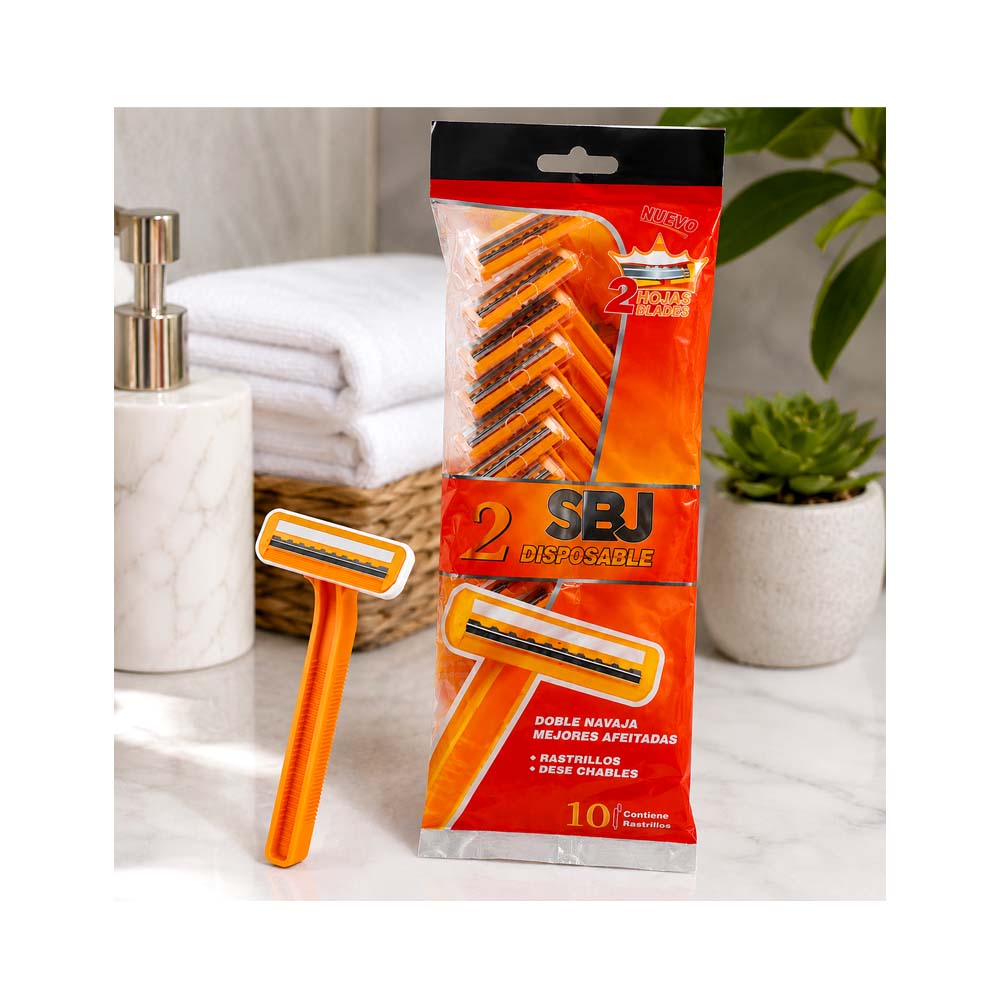 Paquete de 10uds de Cuchilla de Afeitar SBJ Color Mandarina