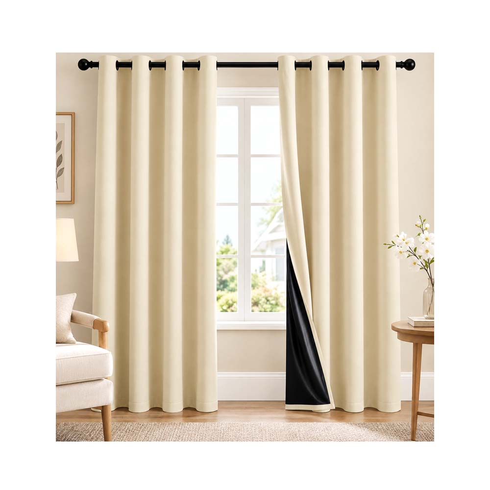 Cortinas de Argollas Tapa Sol Color Beich (132x160cm)