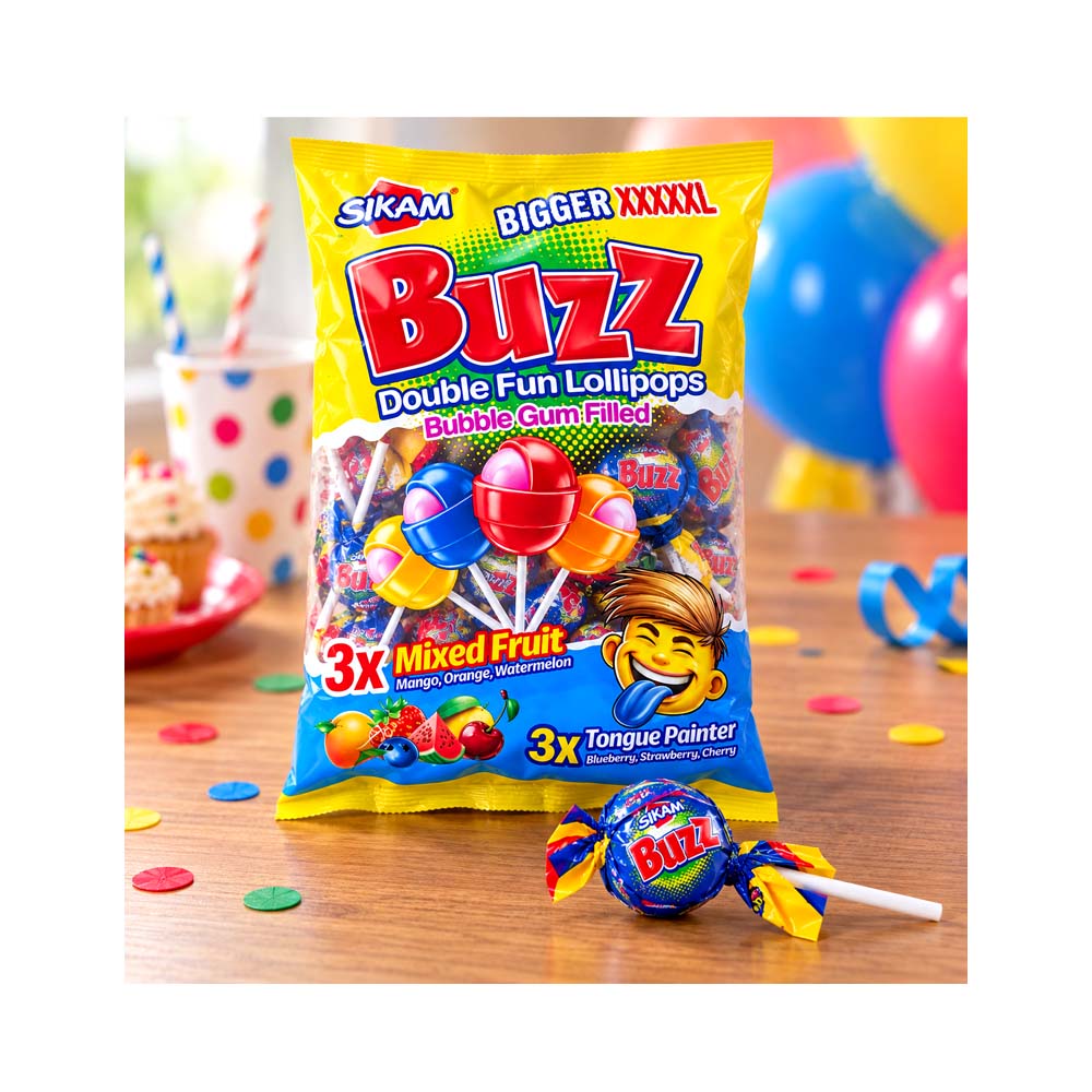 Paquete de Chupa-Chupa Buzz de Frutas (50uds)
