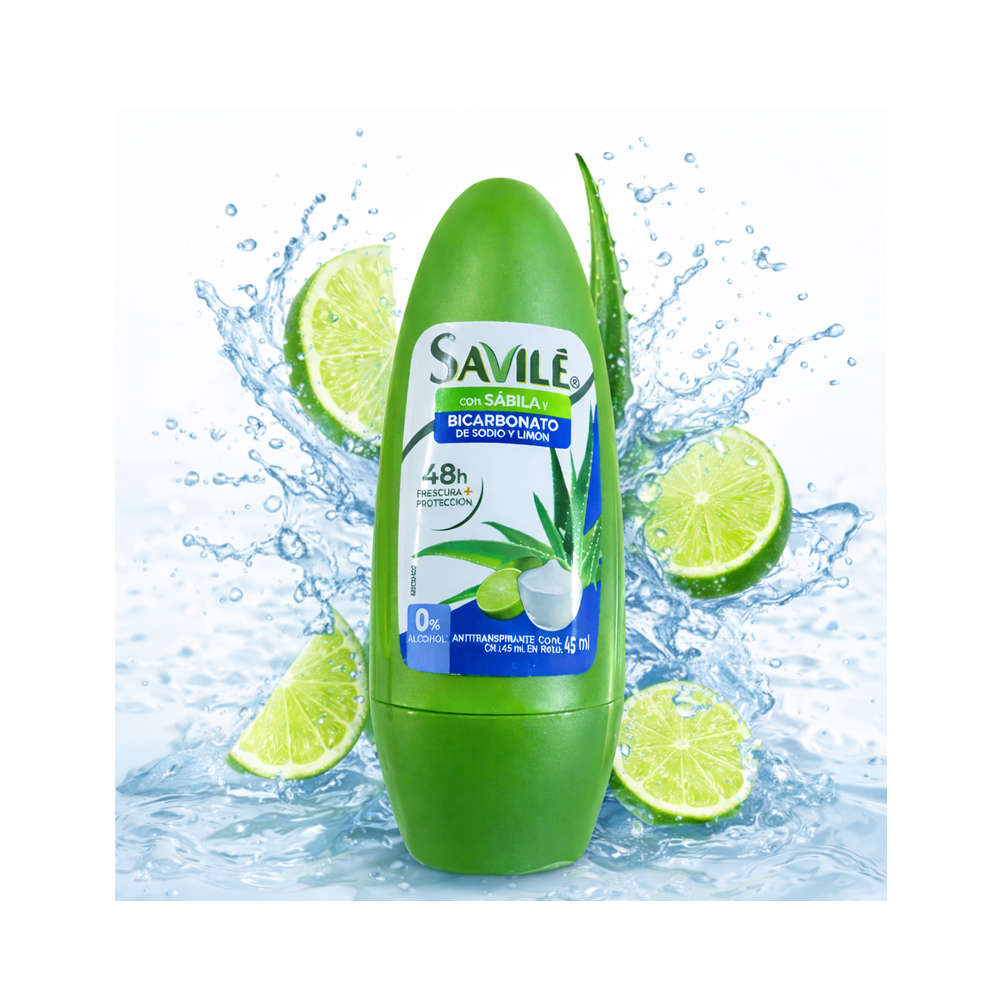 Desodorante Savile con Sabila y Bicarbonato de Sodio y Limon (45ml)