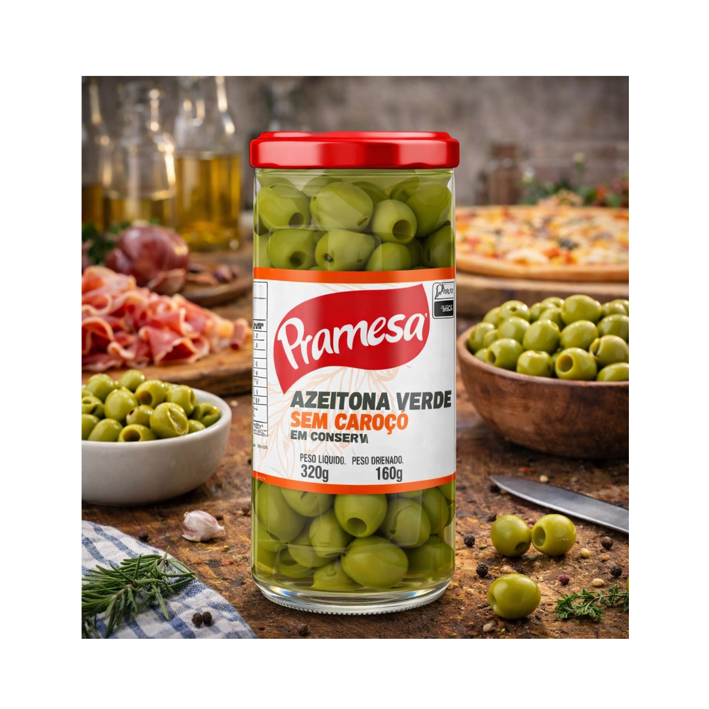 Aceituna Verde sin Hueso Pramesa (160g)