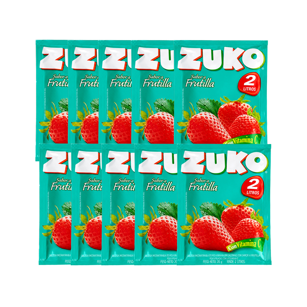 Pack de 10uds de Refresco Zuko de Frutilla (20g)