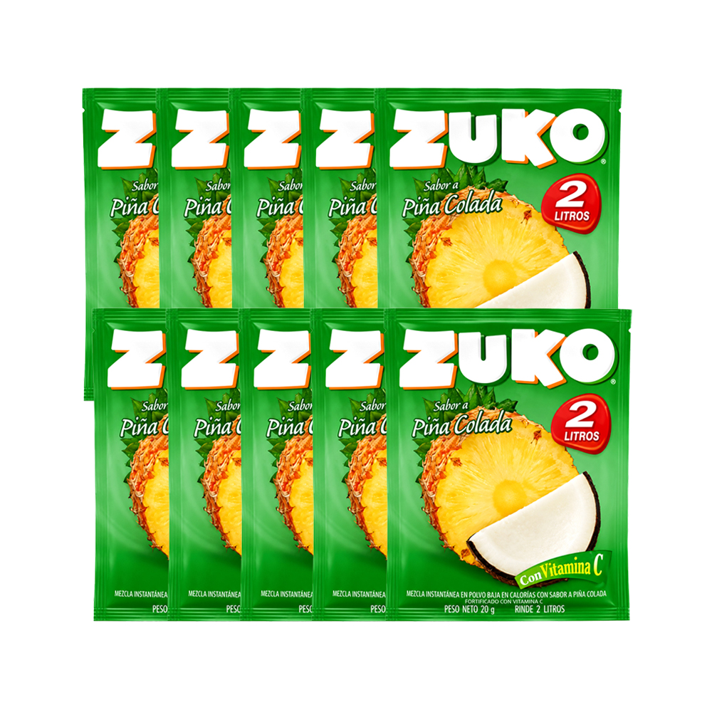 Pack de 10uds Refresco Zuko de Piña Colada (20g)