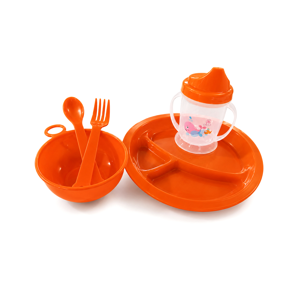 Set de Alimentación para Bebe de Color Mandarina