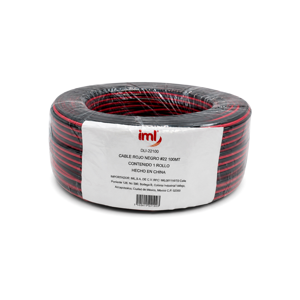 Cable Doble Vía Rojo/Negro para Luces y Audio (100m)