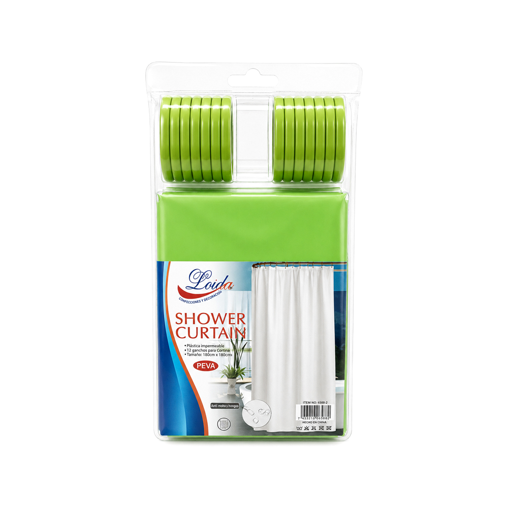 Cortinas de Baño Plásticas Impermeables Color Verde (180cmx180cm)