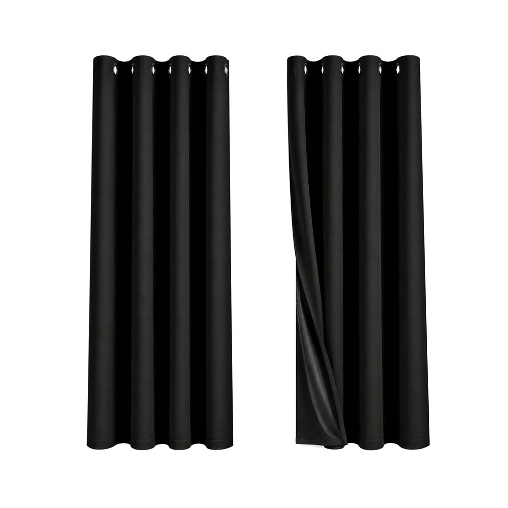 Cortinas de Argollas Tapa Sol Color Negro (132x229cm)