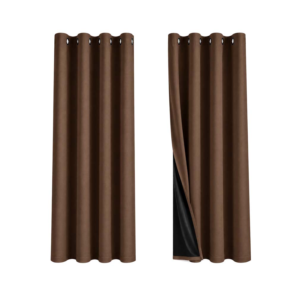 Cortinas de Argollas Tapa Sol Color Marrón (132x229cm)