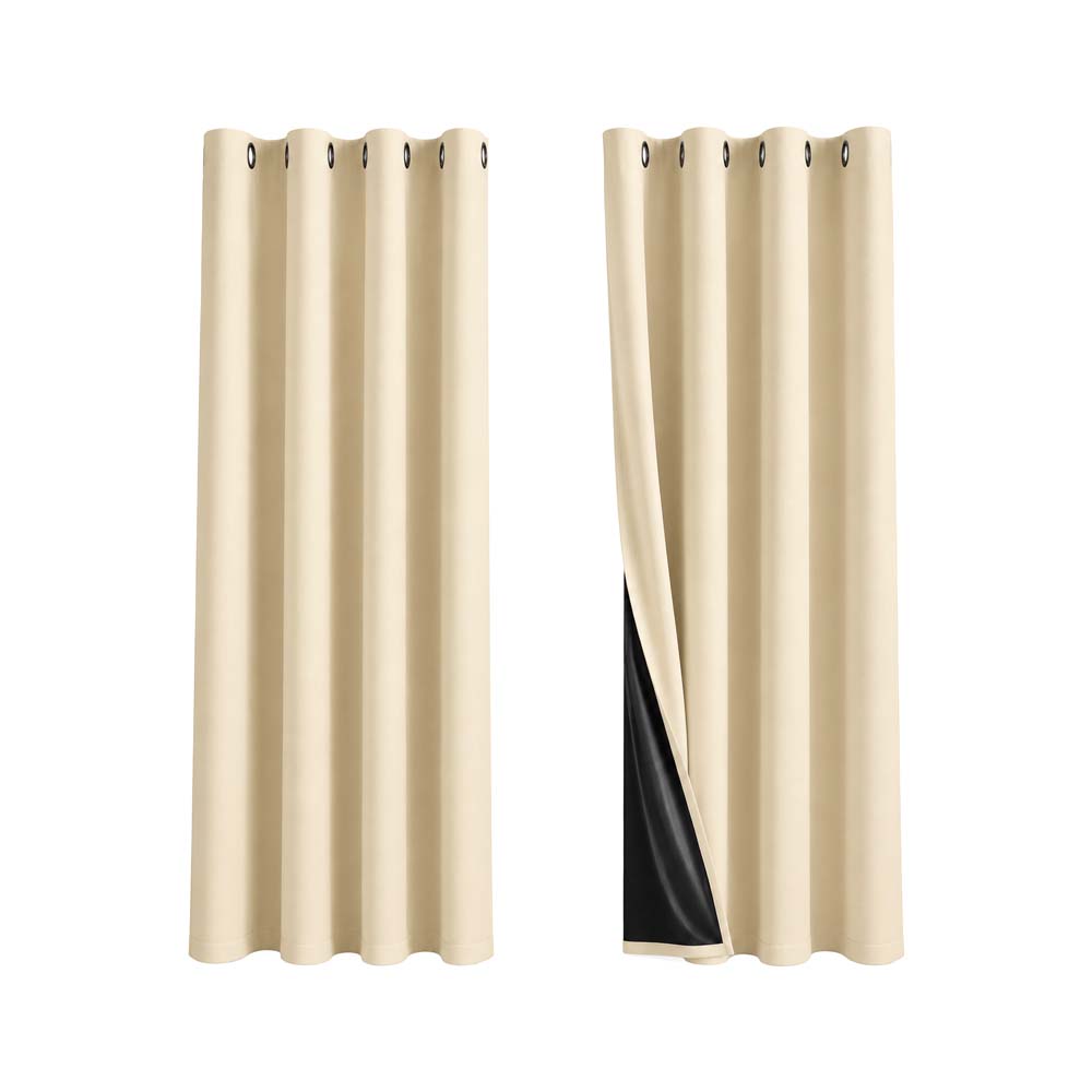 Cortinas de Argollas Tapa Sol Color Beich (132x160cm)