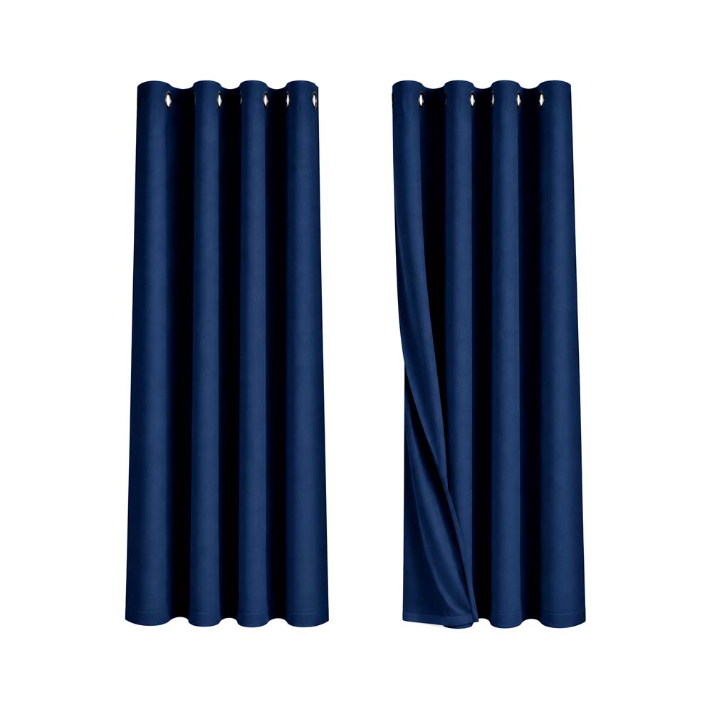 Cortinas de Argollas Tapa Sol Color Azul Fuerte (132x213cm)