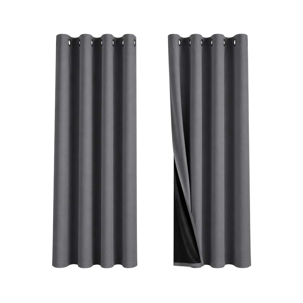Cortinas de Argollas Tapa Sol Color Gris Fuerte (132x213cm)