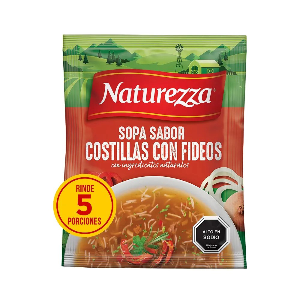 Sopa en polvo sabor costilla con fideos Naturezza (55 g)