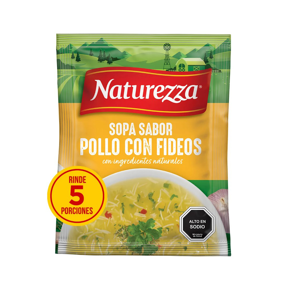 Sopa sabor pollo con fideos Naturezza (55 g)