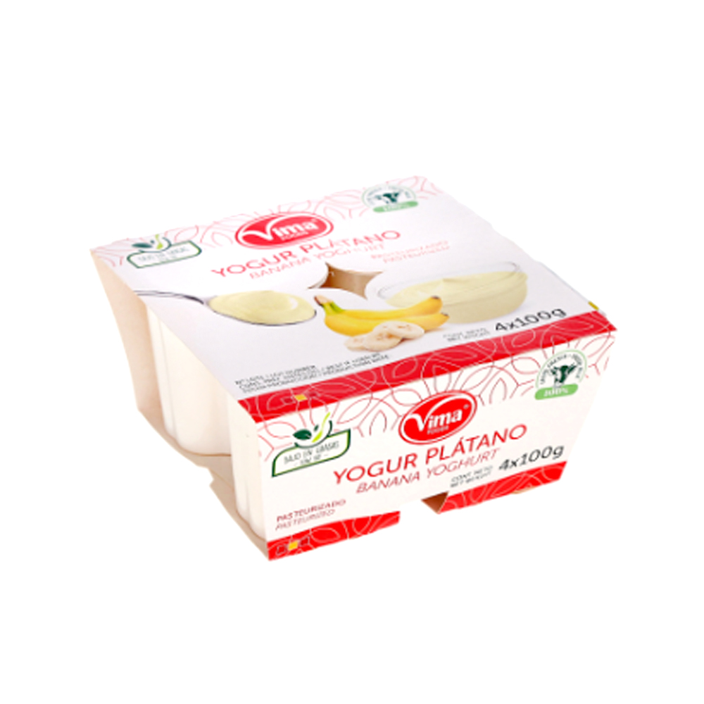 Yogur Sabor Platano Vima 4X100g